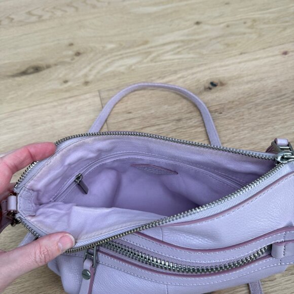 Fossil Dawson Leather Crossbody Bag Light Purple Lilac Top Zip Messenger Casual - Picture 8 of 15